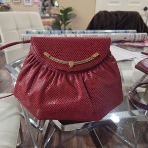 Luxurious Red Textured Crossbody Bag